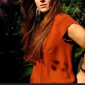 Joie Silk Terracota short sleeve top